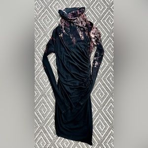 Helmut Lang Asymmetric Cowl Neck Dress